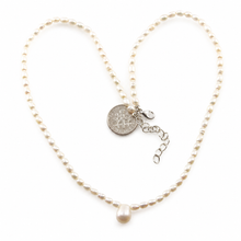 Load image into Gallery viewer, White Freshwater Pearl Necklace with Pendant &amp; Silver Clasp
