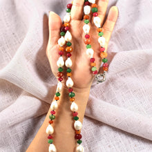 Load image into Gallery viewer, Baroque White Pearl &amp; Multicolor Quartz Necklace – 34”