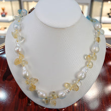 Load image into Gallery viewer, Baroque White Pearl &amp; Citrine Quartz Necklace – 25”