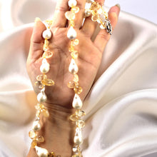 Load image into Gallery viewer, Baroque White Pearl &amp; Citrine Quartz Necklace – 25”