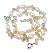 Load image into Gallery viewer, Baroque White Pearl &amp; Citrine Quartz Necklace – 25”