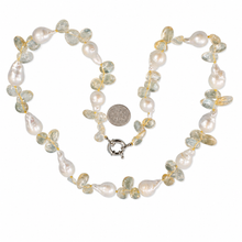 Load image into Gallery viewer, Baroque White Pearl &amp; Citrine Quartz Necklace – 25”