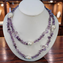 Load image into Gallery viewer, Baroque White Pearl &amp; Amethyst Chip Necklace