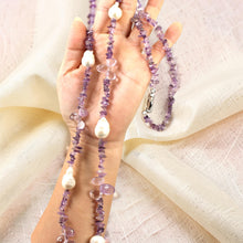 Load image into Gallery viewer, Baroque White Pearl &amp; Amethyst Chip Necklace