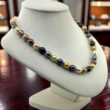 Load image into Gallery viewer, Colorful Rainbow Freshwater Pearl Necklace – 14kt Gold Clasp
