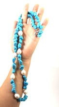 Load image into Gallery viewer, Baroque Pearl &amp; Turquoise Beaded Necklace – 31" Statement Strand