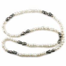 Load image into Gallery viewer, Baroque Peanut-Shaped Black &amp; White Pearl Necklace – 32" Endless