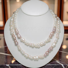 Load image into Gallery viewer, White &amp; Pink Baroque Peanut Shaped Endless Necklace 32”