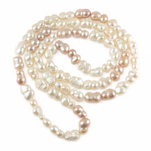 Load image into Gallery viewer, White &amp; Pink Baroque Peanut Shaped Endless Necklace 32”