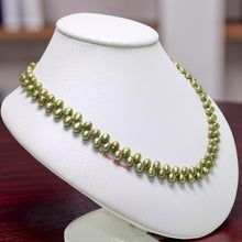 Load image into Gallery viewer, Green Mini Freshwater Pearl Lei Necklace