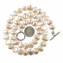 Load image into Gallery viewer, Baroque Peach Pearl Necklace – 24” Hand-Knotted with .925 Toggle Clasp