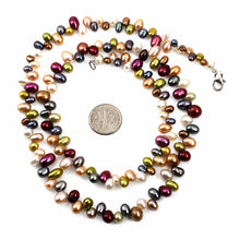 Load image into Gallery viewer, Hawaiian Rainbow Freshwater Pearl Necklace – Silver Clasp