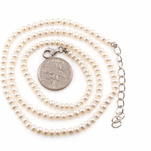 Load image into Gallery viewer, White Seed Pearl Necklace – Adjustable with .925 Silver Clasp