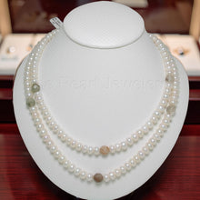 Load image into Gallery viewer, Quartz &amp; White Roundel Freshwater Pearl Endless Necklace – 33”