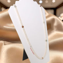 Load image into Gallery viewer, Quartz &amp; White Roundel Freshwater Pearl Endless Necklace – 33”