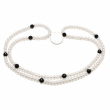 Load image into Gallery viewer, Onyx &amp; White Freshwater Pearl Infinity Necklace (33")