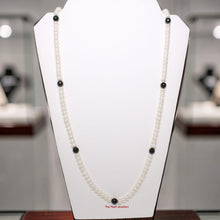 Load image into Gallery viewer, Onyx &amp; White Freshwater Pearl Infinity Necklace (33")