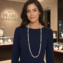 Load image into Gallery viewer, Multicolor Quartz &amp; White Freshwater Pearl Infinity Necklace (33")