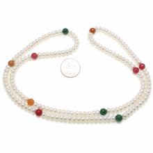 Load image into Gallery viewer, Multicolor Quartz &amp; White Freshwater Pearl Infinity Necklace (33")