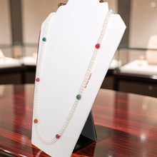 Load image into Gallery viewer, Multicolor Quartz &amp; White Freshwater Pearl Infinity Necklace (33")