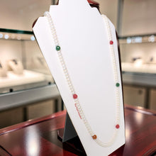 Load image into Gallery viewer, Multicolor Quartz &amp; White Freshwater Pearl Infinity Necklace (33")