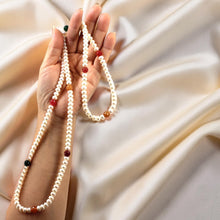 Load image into Gallery viewer, Multicolor Quartz &amp; White Freshwater Pearl Infinity Necklace (33")