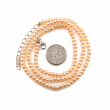 Load image into Gallery viewer, Pink Mini Pearl Adjustable Necklace – .925 Silver Clasp