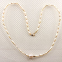 Load image into Gallery viewer, White Pearl Pendant Necklace with 14k Gold