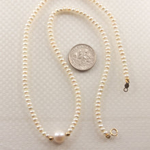 Load image into Gallery viewer, White Pearl Pendant Necklace with 14k Gold