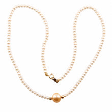 Load image into Gallery viewer, Pink Pearl Pendant Necklace – 14k Gold Details