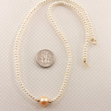 Load image into Gallery viewer, 640804-36-Genuine-White-Mini-Pearls-Pendant-Necklace-14k-Gold-Clasp