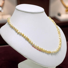 Load image into Gallery viewer, Golden Yellow Baroque Pearl Necklace – Simple Style
