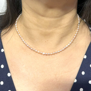 643749-36-Simple-Beautiful-Pink-Mini-Pearls-Necklace-14k Clasp