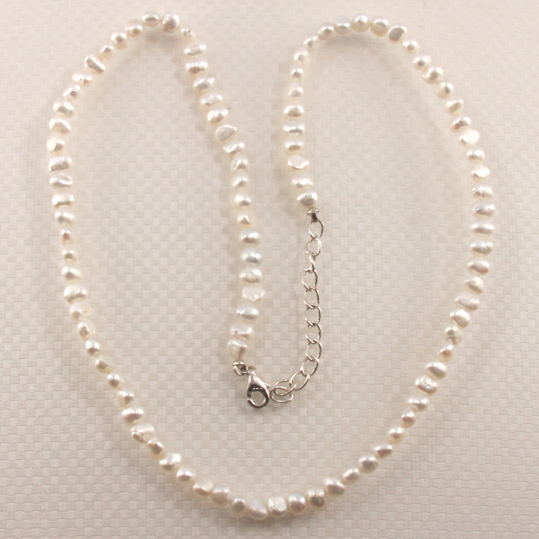 646097S33B-Genuine-Baby-Baroque-Pearls-Adjustable-Necklace-.925-Silver-Clasp