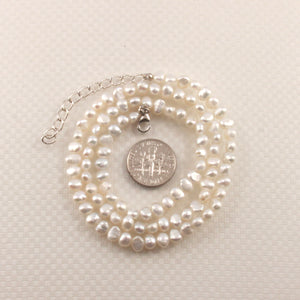 646097S33B-Genuine-Baby-Baroque-Pearls-Adjustable-Necklace-.925-Silver-Clasp