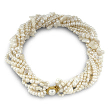 Load image into Gallery viewer, 8-Strand Twist Necklace – Mixed Shape White Freshwater Pearls