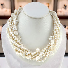 Load image into Gallery viewer, 8-Strand Twist Necklace – Mixed Shape White Freshwater Pearls