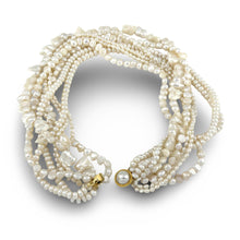 Load image into Gallery viewer, 8-Strand Twist Necklace – Mixed Shape White Freshwater Pearls