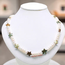 Load image into Gallery viewer, Star Coin &amp; White Roundel Pearl Necklace – .925 Silver