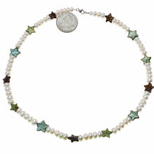 Load image into Gallery viewer, Star Coin &amp; White Roundel Pearl Necklace – .925 Silver