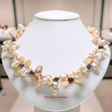 Load image into Gallery viewer, Peach Baroque Twist Pearl Necklace – Double Strand .925 Silver