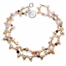 Load image into Gallery viewer, Peach Baroque Twist Pearl Necklace – Double Strand .925 Silver