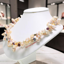 Load image into Gallery viewer, Peach Baroque Twist Pearl Necklace – Double Strand .925 Silver