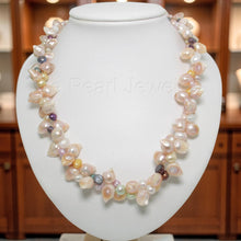 Load image into Gallery viewer, Peach Baroque Twist Pearl Necklace – Double Strand .925 Silver