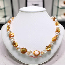 Load image into Gallery viewer, Golden Mother of Pearl &amp; Freshwater Pearl Necklace