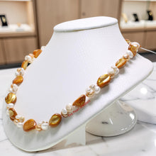 Load image into Gallery viewer, Golden Mother of Pearl &amp; Freshwater Pearl Necklace