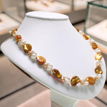 Load image into Gallery viewer, Golden Mother of Pearl &amp; Freshwater Pearl Necklace