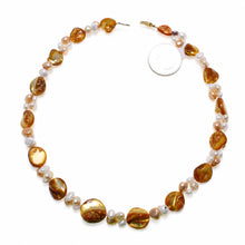 Load image into Gallery viewer, Golden Mother of Pearl &amp; Freshwater Pearl Necklace