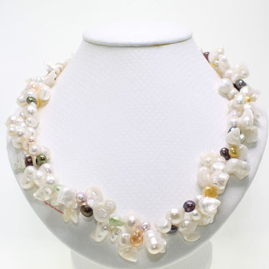 White Baroque Twist Pearl Necklace – 19