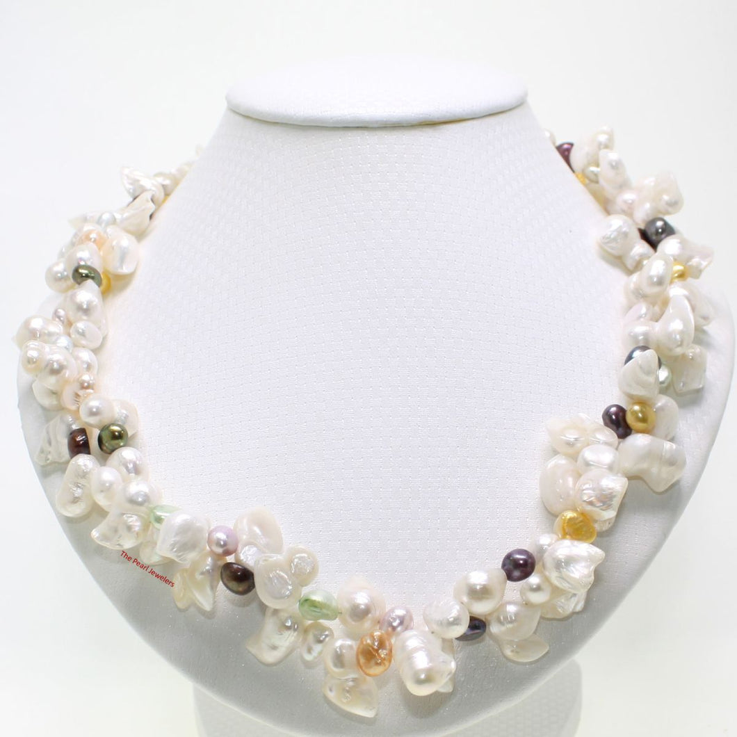 White Baroque Twist Pearl Necklace – 19